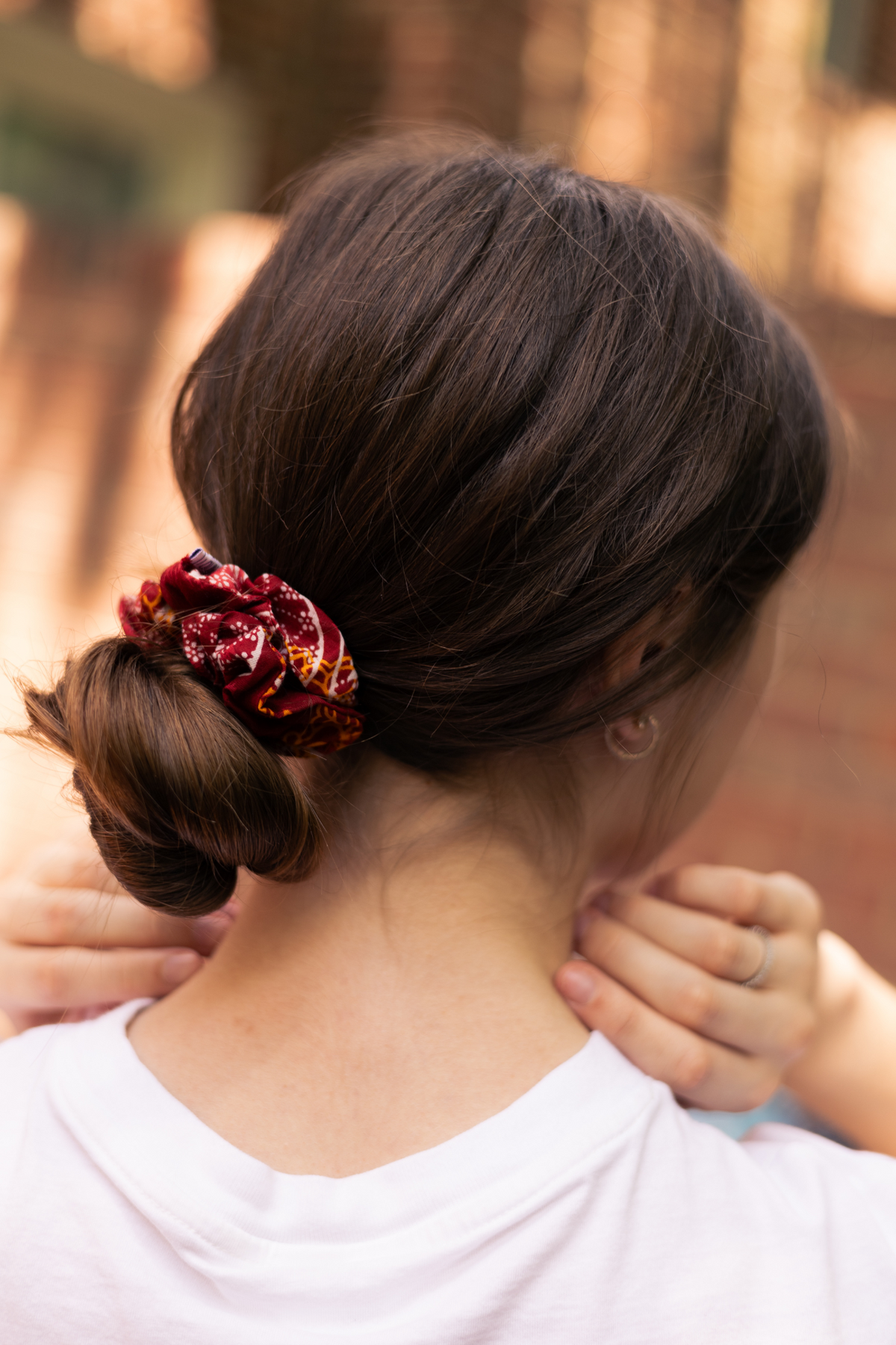 printed red scrunchie