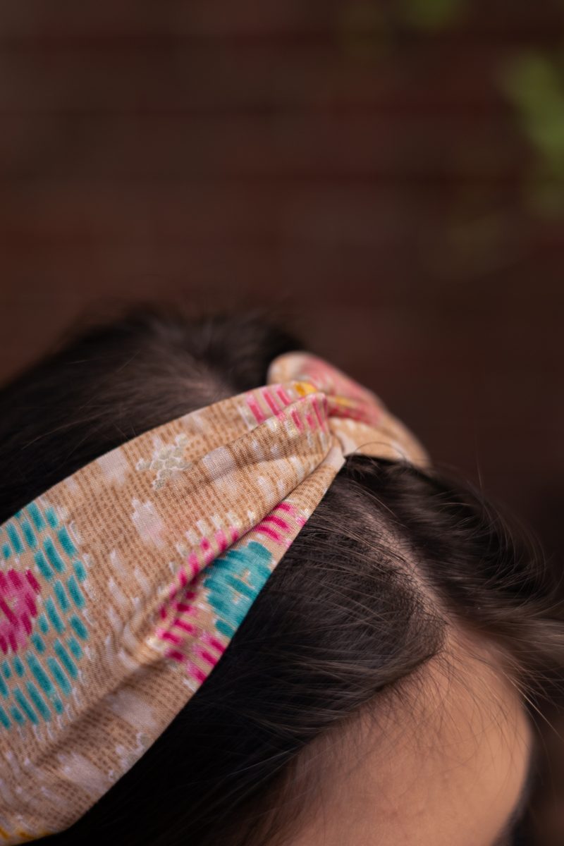 printed summer headband brown