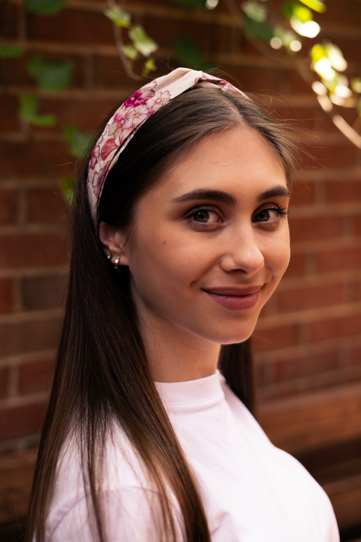 women's floral print knot headband in pink