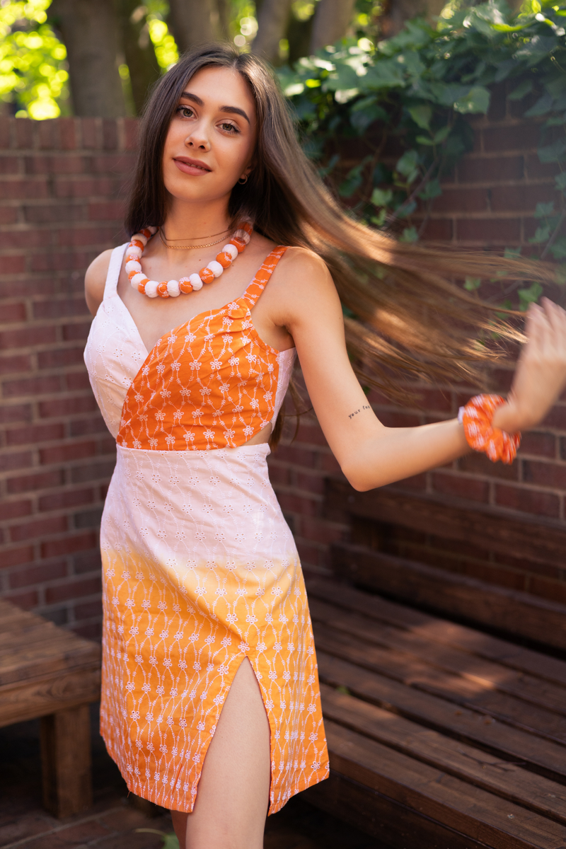 eyelet dress orange summer ready