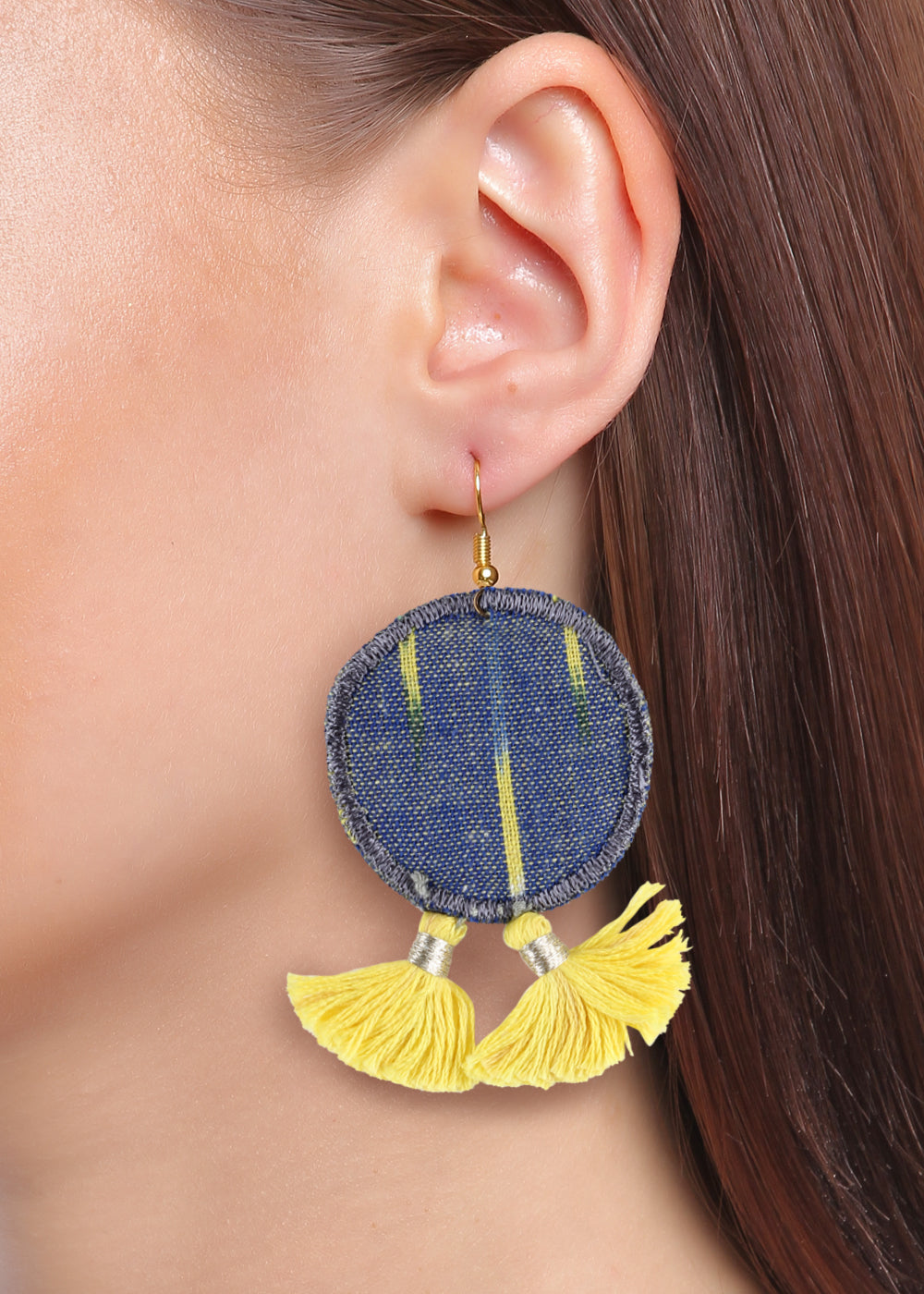 ROUND IKAT TASSEL EARRINGS STYLISH