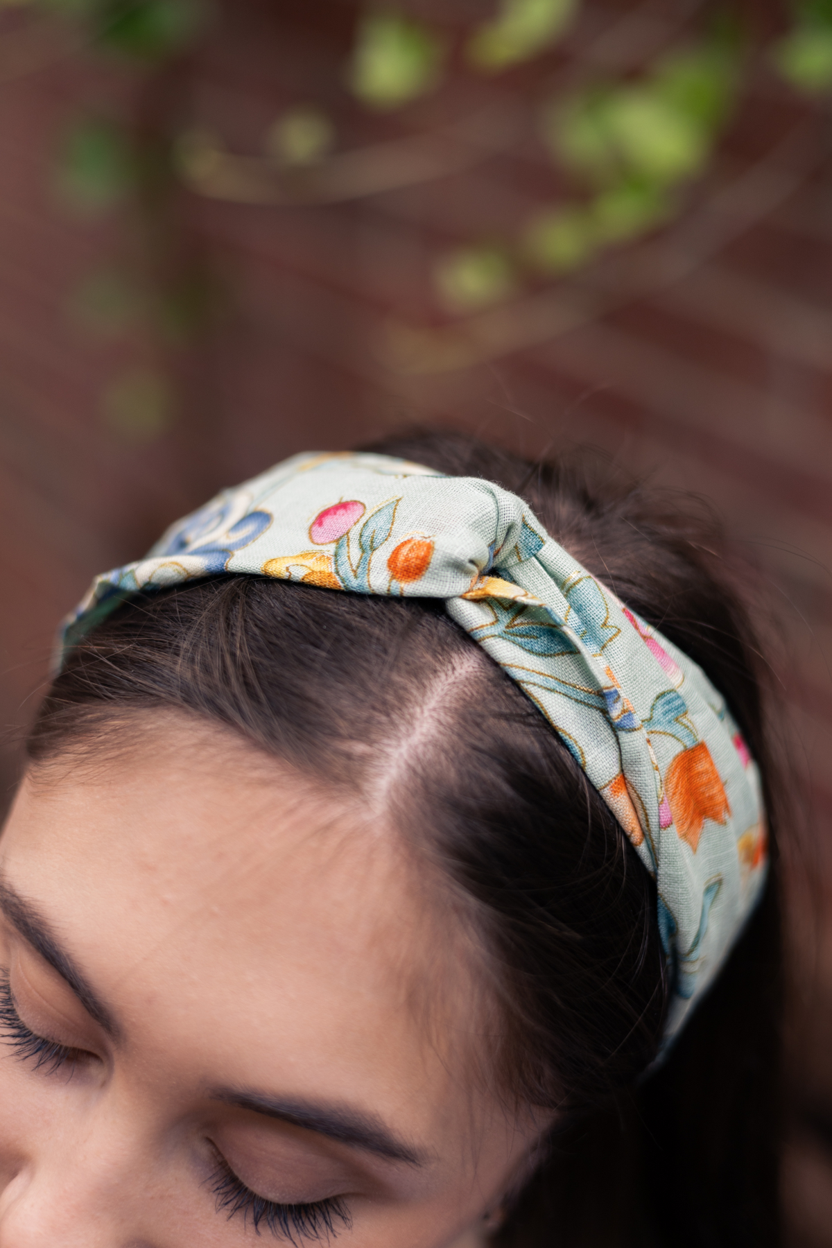 abstract flower turquoise cotton headband