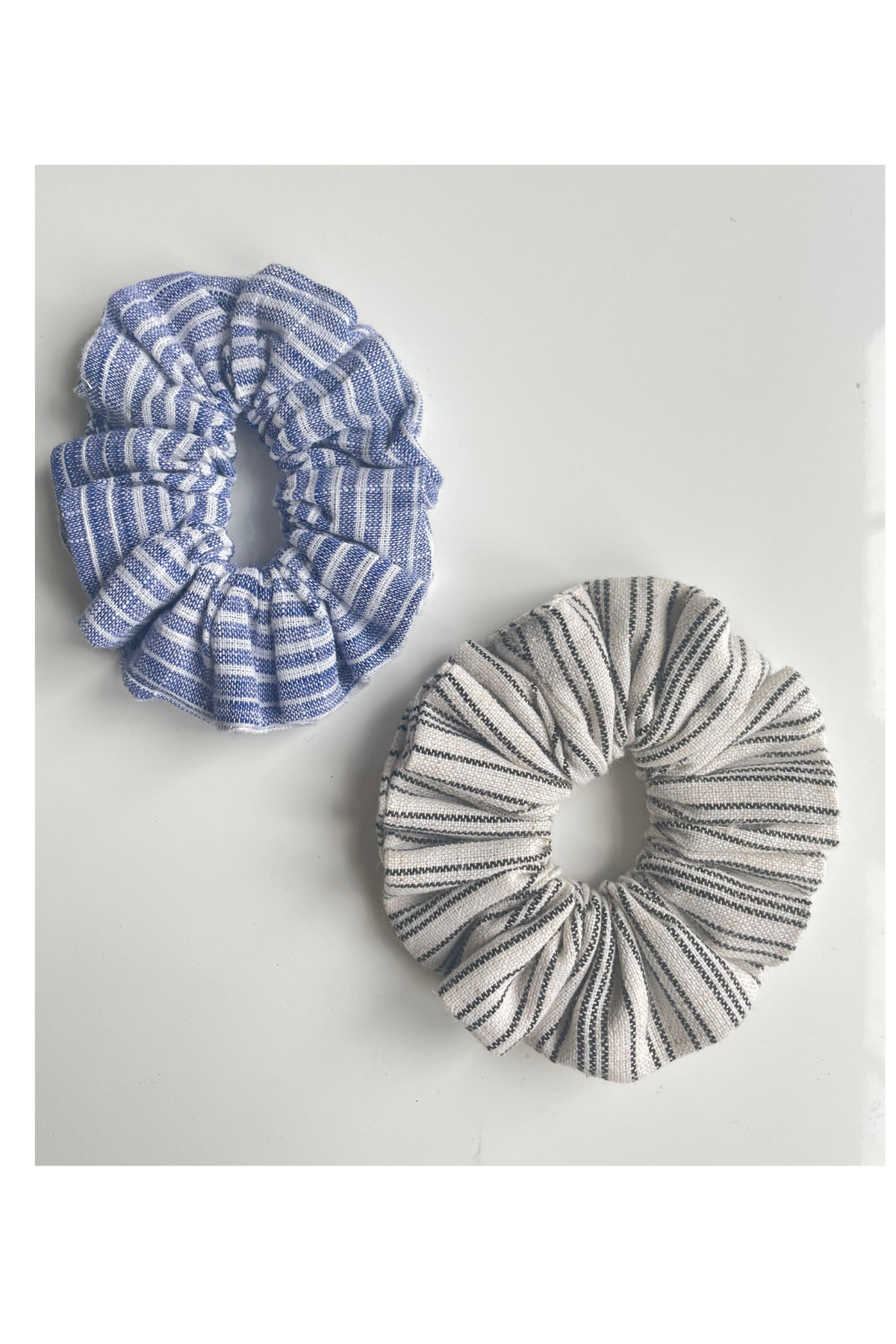 Striped cotton scrunchie